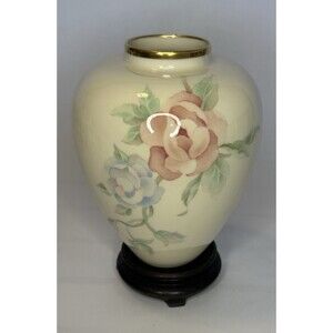 Lenox Chatsworth Pink Rose Vase USA 24K Gold Trim 7.5” Floral Grandmillennial